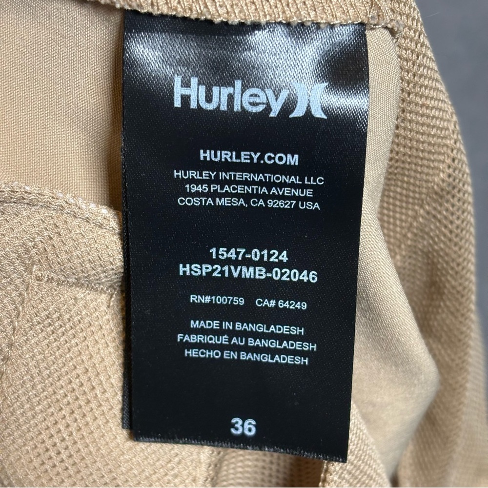 Hurley Quick Dry Classic Fit Hybrid Walking Shorts-Khaki-Men Size 36 - Picture 6 of 7